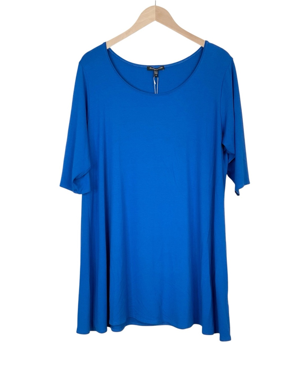 Eileen Fisher Blue Scoop Neck Tunic Tee Shirt Short Sleeve Size 1X